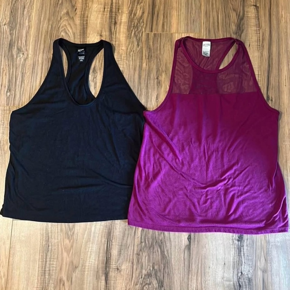 Women's Black and Purple Tank Tops